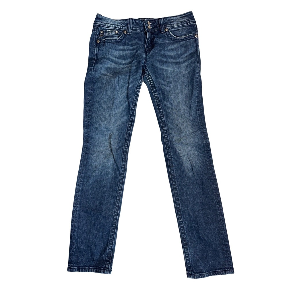 Miss Me Skinny Jeans Womens 31 Dark Wash Embellished Angel Wing Pocket JP5082S